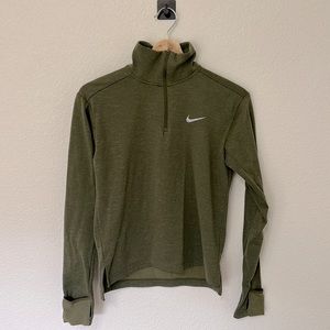 Nike Running Dri-Fit quarter zip olive green pullover